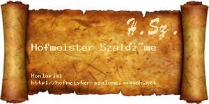 Hofmeister Szalóme névjegykártya